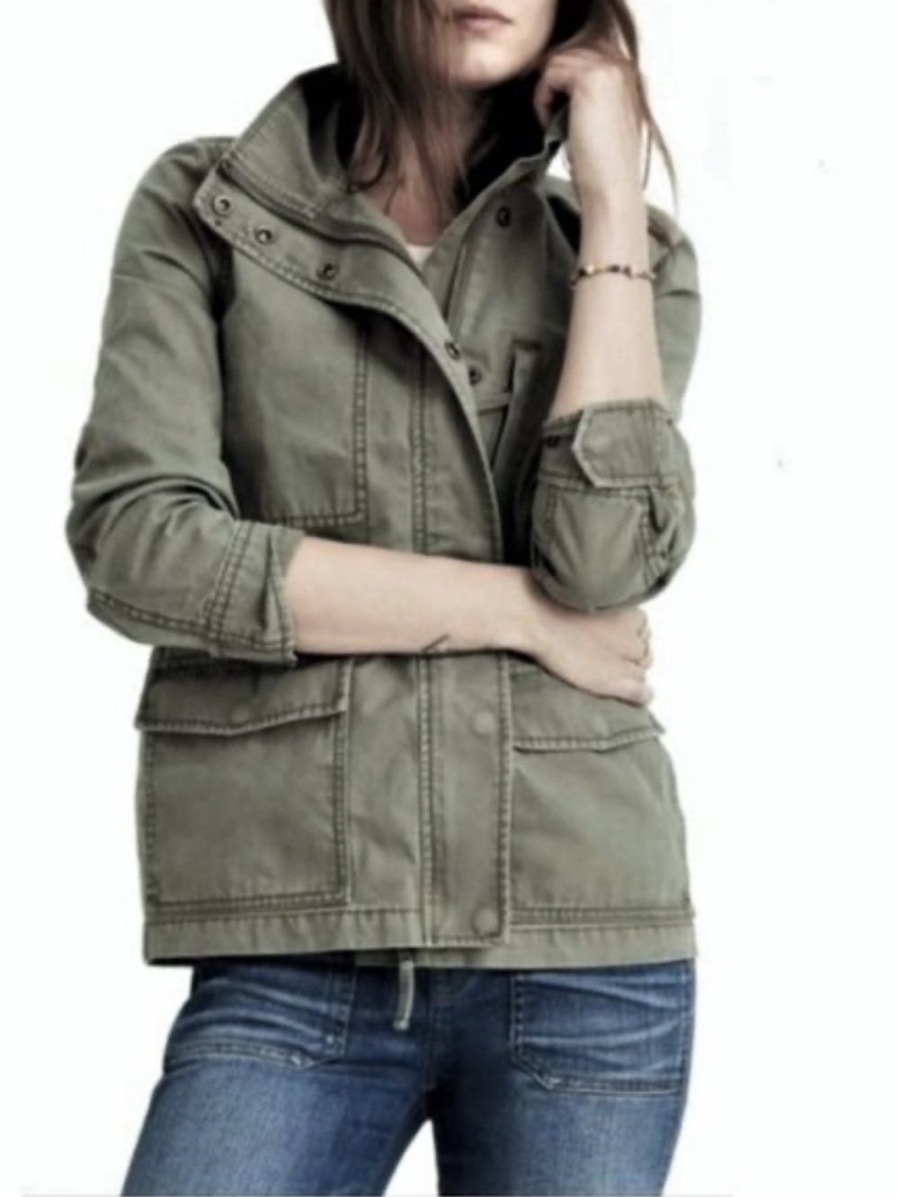 J. Crew Army Green Cotton Utility Jacket Size Medium